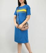 Blue plain crepe short-dresses