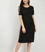 Black plain crepe short-dresses