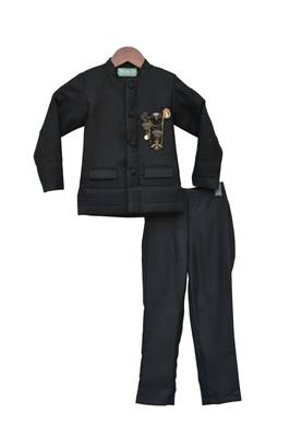 Black plain Santoon Co Ord Set  1