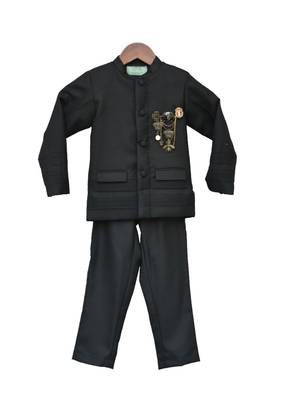 Black plain Santoon Co Ord Set  2