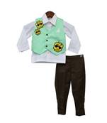 Acqua Green Waist Coat with Brown Pant and White Shirt