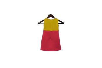 Yelow And Pink Printed Lycra Short Dress 2
