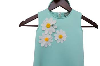Blue Embroidered Lycra Dress  3