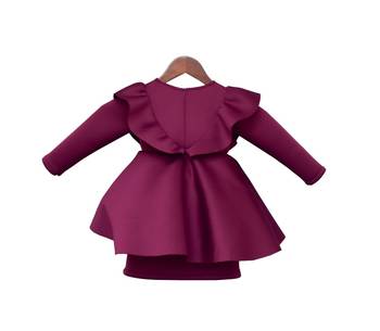 Wine Plain Lycra Frock 2