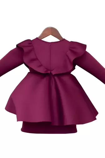 Wine Plain Lycra Frock