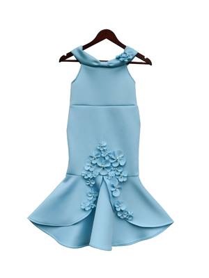 Blue Neoprene Fish Cut Dresss 1