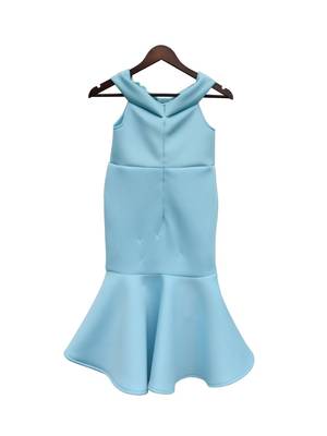 Blue Neoprene Fish Cut Dresss 2