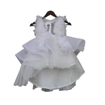 Off White Plain Dupion Frock 1