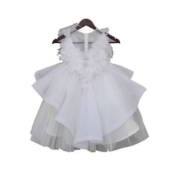 Off White Plain Dupion Frock 2
