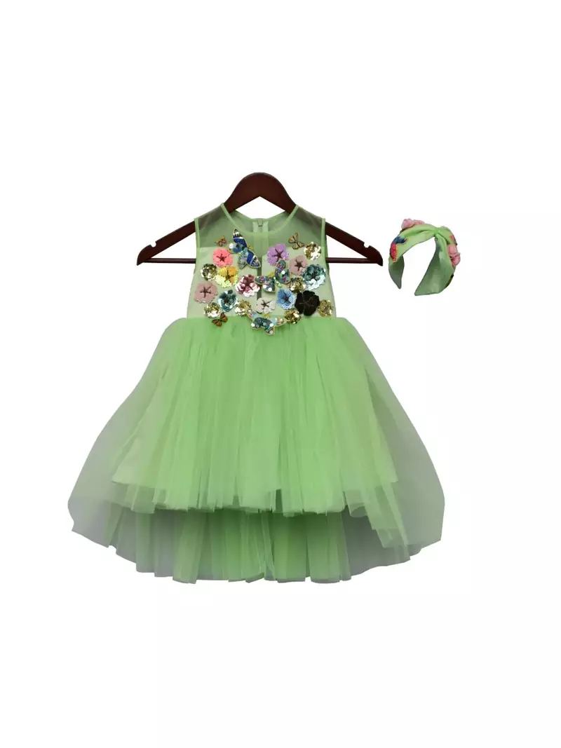 Apple Green high low Frock