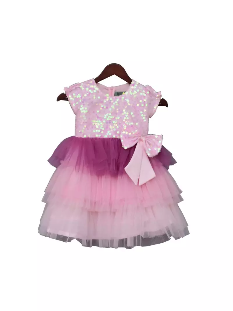 Pink Sequence and Net Frock