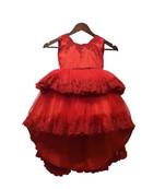 Red Embroidery High Low Gown