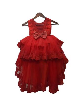 Red Embroidered Dupion Gown 2
