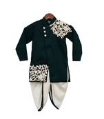 Green Embroidery Cotton Achkan Set