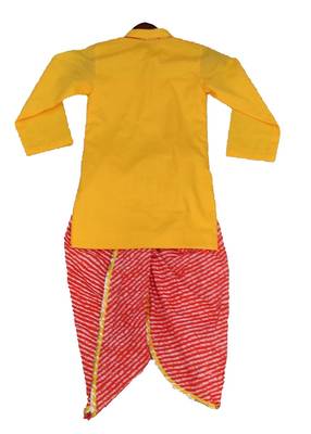 Yellow Kurti with Leheriya Dhoti 2