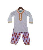 White Kurti with White Printed Dhoti