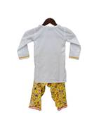 White Kurti with Yellow Printed Dhoti
