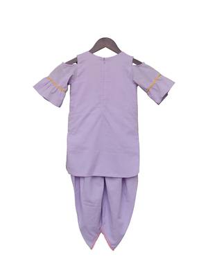 Purple embroidered cotton kurta jacket set 3