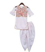 Purple embroidered cotton kurta jacket set