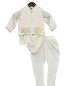 White embroidered cotton Nehru jacket set