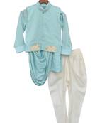 Blue Plain cotton nehru jacket set