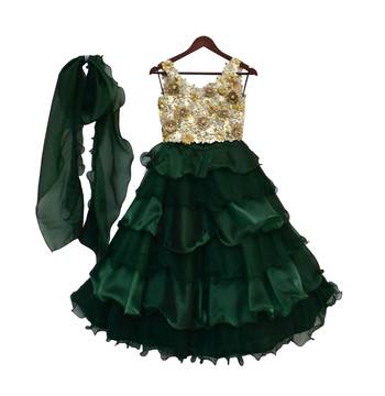 Green embroidered organza lehenga 3