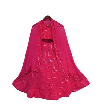 Pink embroidered Satin lehenga 3