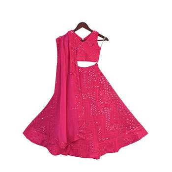 Pink embroidered Satin lehenga 1