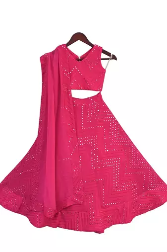 Pink embroidered Satin lehenga