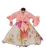 Multicolor Floral Printed Organza Lehenga