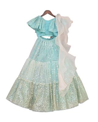 Blue embroidered Dupion Silk lehenga 2