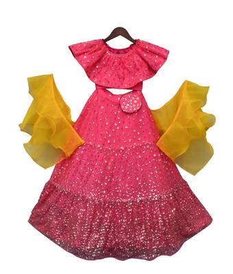 Pink embroidered Cotton lehenga 1