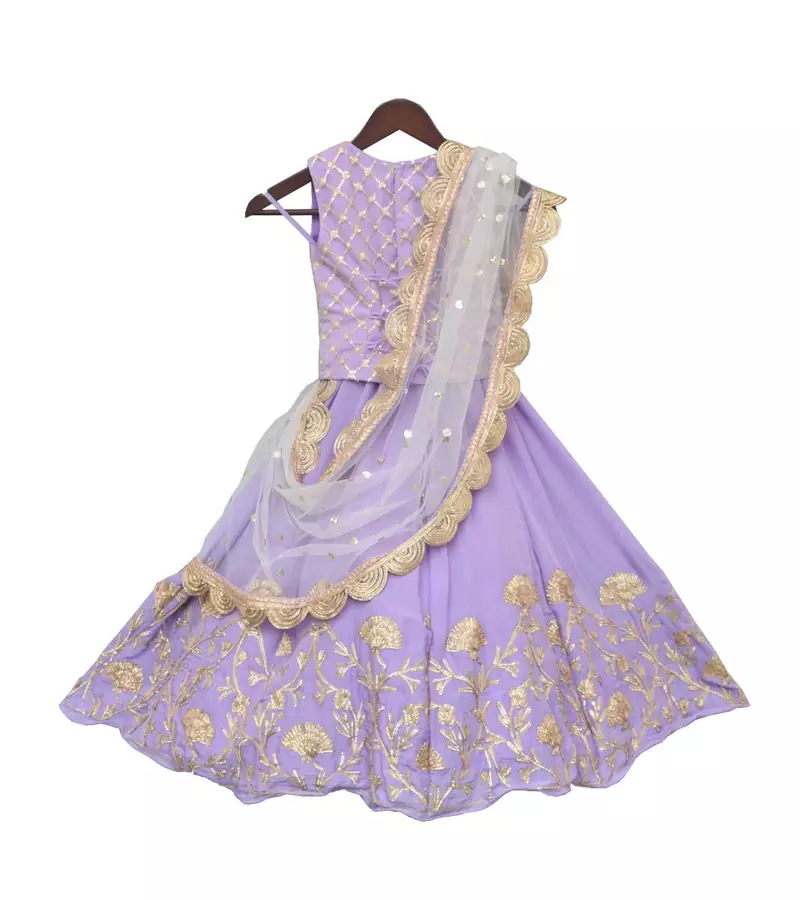 Light Purple Embroidery Choli with Lehenga