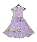 Lilac Floral embroidered Satin lehenga