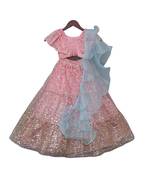 Pink Sequins Embroidered Dupion Silk Lehenga