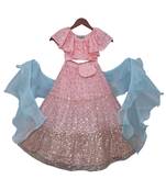 Pink Sequins Embroidered Dupion Silk Lehenga