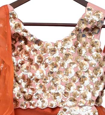 Orange Embroidered Organza Lehenga  3
