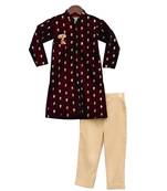 Maroon Velvet Ajkan with Pant