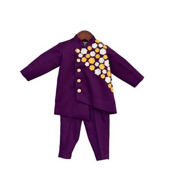 Purple Embroidered Santoon Kurta Set 1