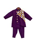 Purple Embroidered Santoon Kurta Set