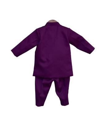 Purple Embroidered Santoon Kurta Set 2