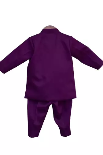Purple Embroidered Santoon Kurta Set