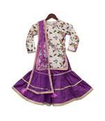 Purple Embroidered Lehenga with Floral Printed White Top