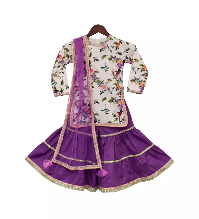 Offwhite Printed Kurti with Sharara