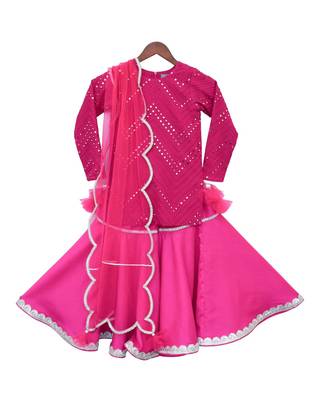 Pink Embroidered Cotton Lehenga 1