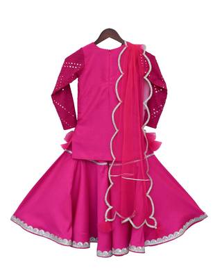 Pink Embroidered Cotton Lehenga 2