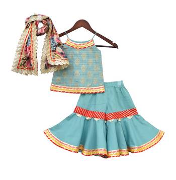 Cotton Foil Printed Kurti with Sharara & Printed Dupatta 1