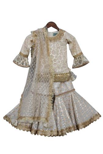 Offwhite Embroidery Kurti with Sharara