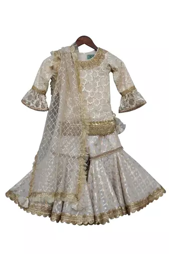 Offwhite Embroidery Kurti with Sharara