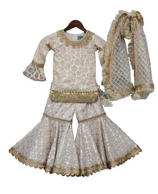 Offwhite Embroidery Kurti with Sharara 2